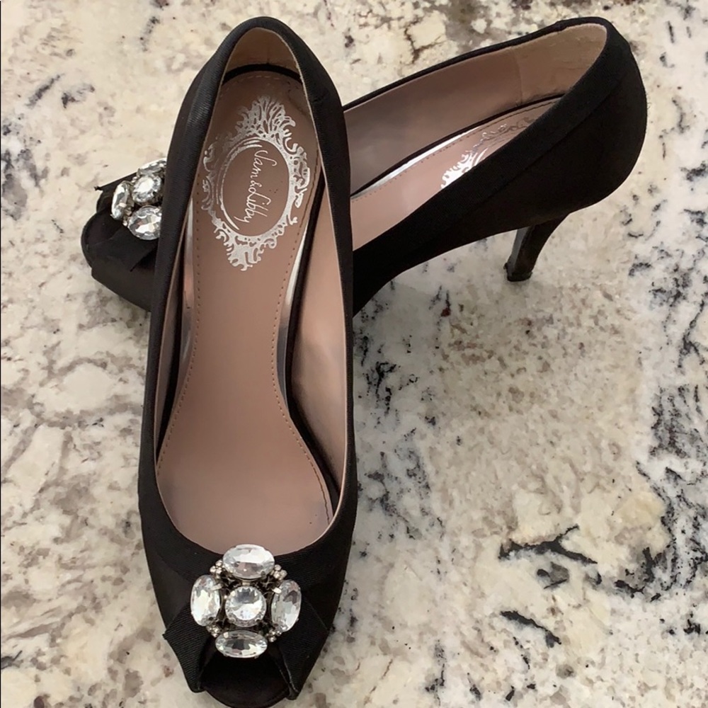 Sam and Libby Satin Heels with Rhinestone Accent